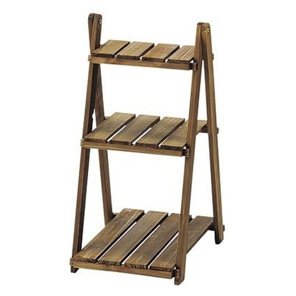 木製花台 3段タイプ 幅20×奥行25×高さ39cm ブラウン CW-023BR 1個