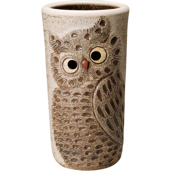 信楽焼傘立て 花絵前面彫 高さ45cm