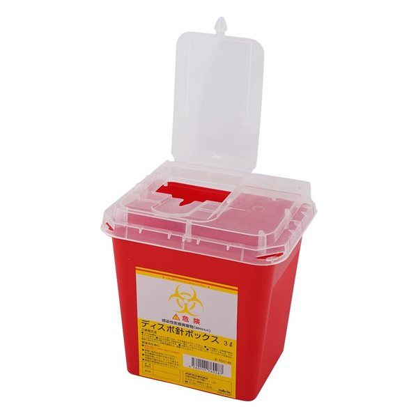アズワン ディスポ針ボックス 赤色 3L 1個 8-7221-42（直送品） - アスクル