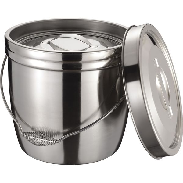 エムテートリマツ 18-8二重汁食缶 クリップ無 ツル取手 6L 012313006 1