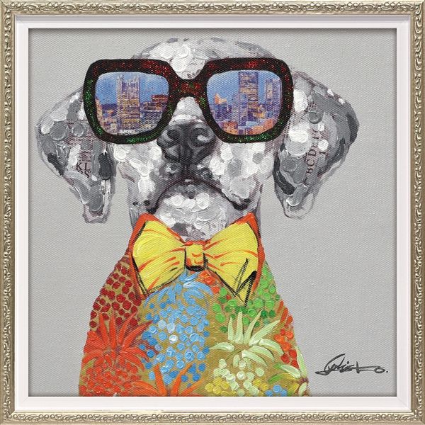 ユーパワー オイル ペイント アート「ビュー シティ ドッグ（Sサイズ