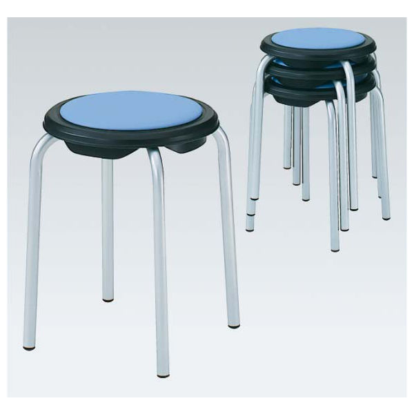 オカムラ 丸スツール ブルー 8110CZ P652（直送品） - アスクル