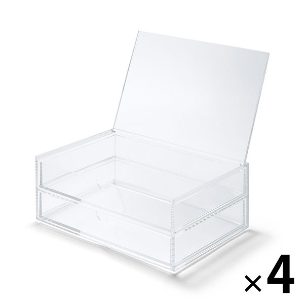まとめ買いセット】無印良品 重なるアクリルケース2段フタ付引出 大 約