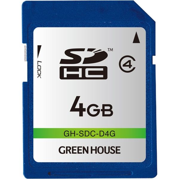 グリーンハウス SDHCカード クラス4 4GB GH-SDC-D4G 1個（直送品