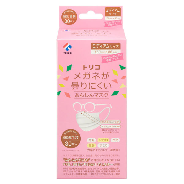 トリコ TRICO メガネが曇りにくいあんしんマスク ミディアムサイズ 30