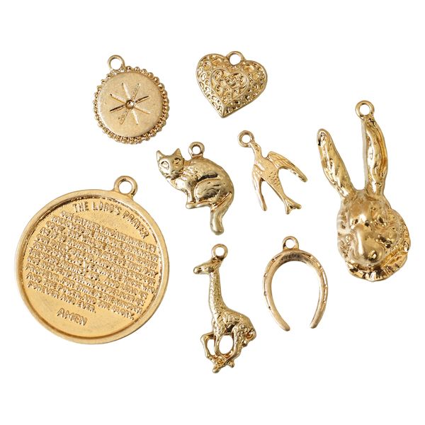 日本紐釦貿易 ヴィンテージ風チャーム MIX8種セット ゴールド KE-CHM