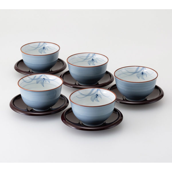 西海陶器 グレー蘭 茶托付仙茶揃 31075 1セット - アスクル