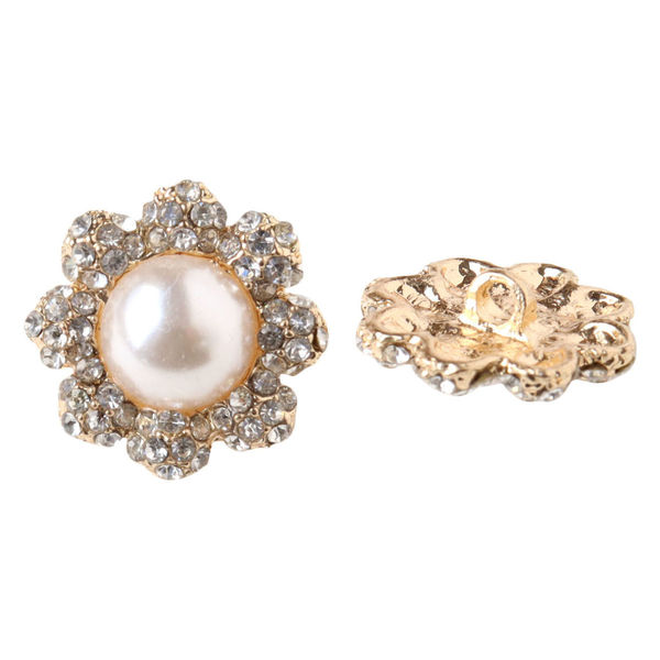 アクセサリーボタン フラワービジュー 2個 φ18mm 高さ10mm ホワイト