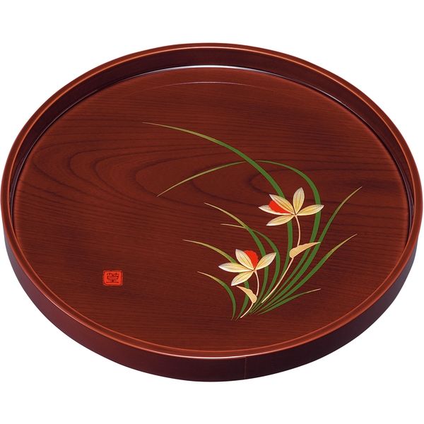 田倉漆芸 10.0 丸盆 春ラン (金蒔絵・盛絵) 24-6-6 1個（直送品