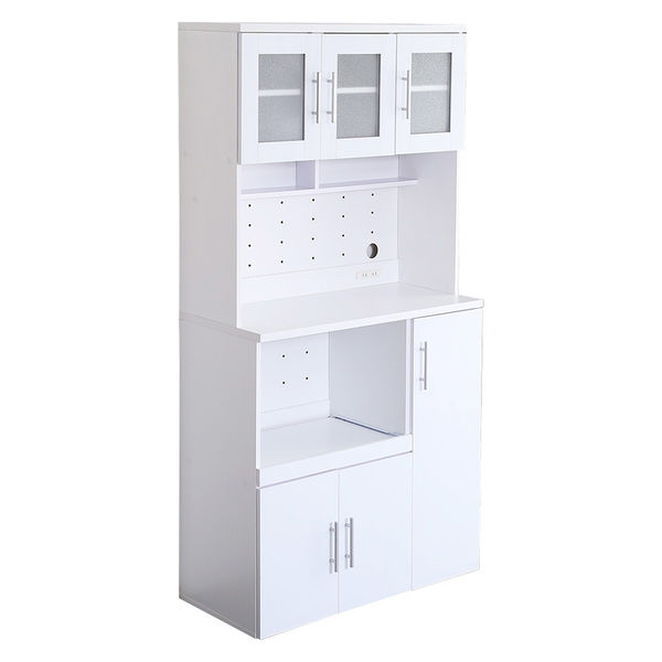 ホームテイスト 食器棚 鏡面 幅900×奥行410×高さ1800mm ホワイト RME