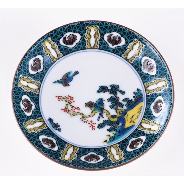 青郊 【九谷焼】豆皿名品コレクション 古九谷色絵岩松鳥図 MC-25-16p