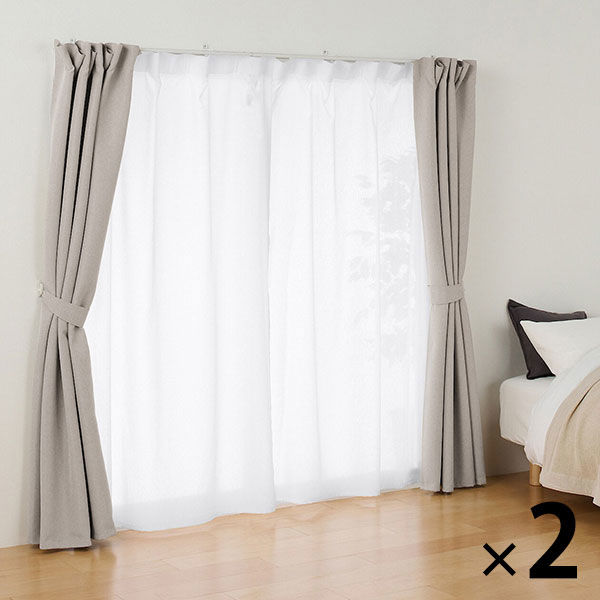 無印良品 遮像 ポリエステルノンプリーツレースカーテン 2枚組 幅