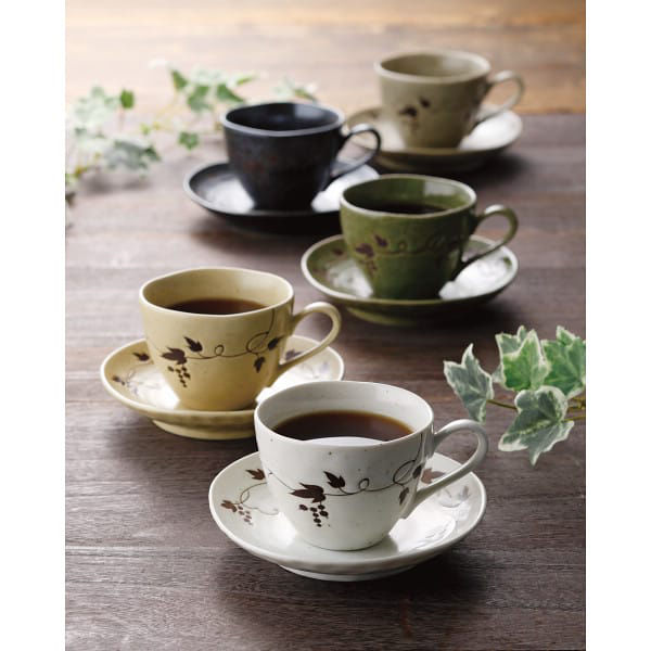 シャディ 【2箱セット】片岡鶴太郎 つたぶどう 碗皿5客揃 24-8279-361