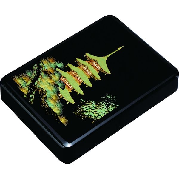 紀州漆器協同組合 文箱 加伏文庫 黒 五重の塔（金蒔絵・内梨子地塗・A4