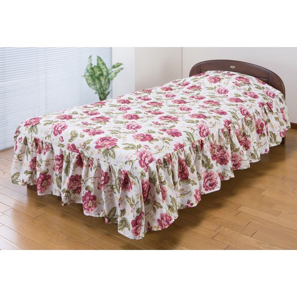 リードカキノ 花柄ベッドカバー（フローレンス） レッド シングル