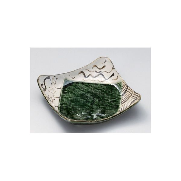 アースモス 美濃焼 角皿（大） 織部トチリ9.0正角鉢 (2個入)（直送品