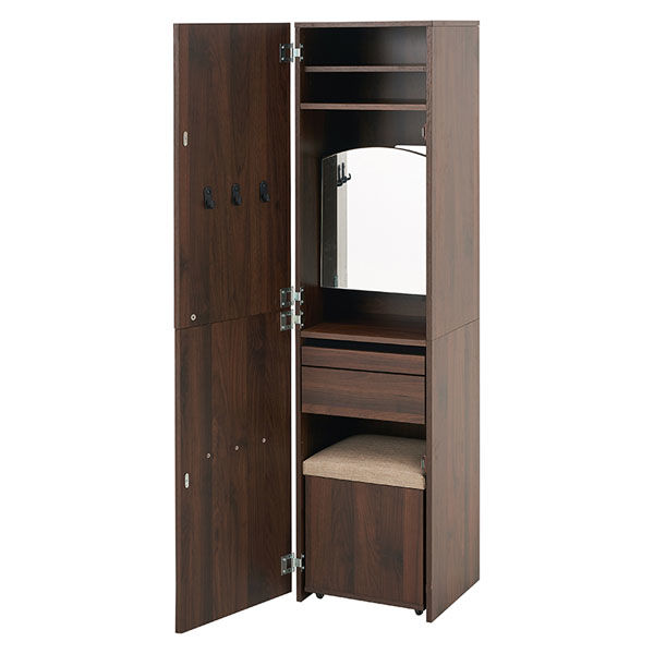 軒先渡し】萩原 姿見ドレッサー 幅390×奥行350×高さ1600mm ブラウン RD