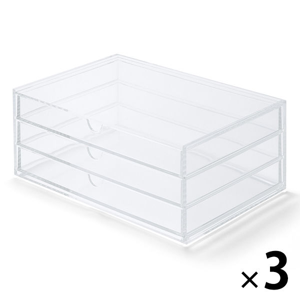まとめ買いセット】無印良品 重なるアクリルケース 横型3段 約幅25.5