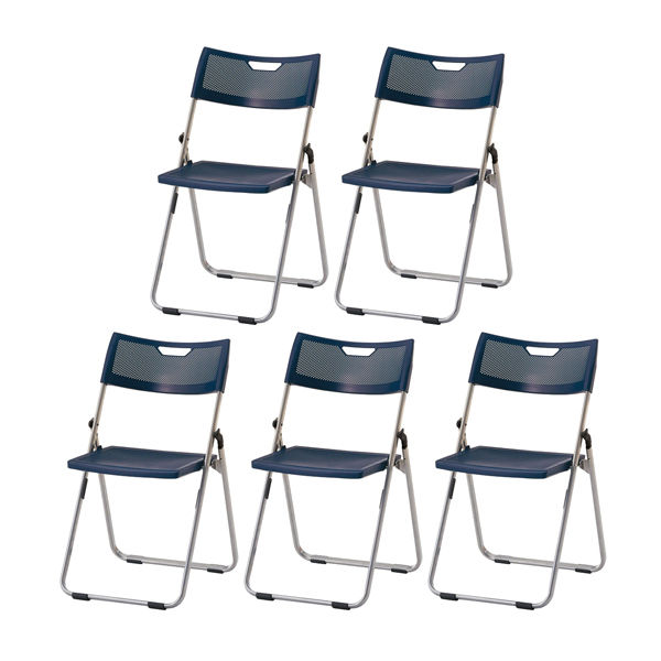 アイリスチトセ アルミ折りたたみチェア ブルー 1箱（5脚入