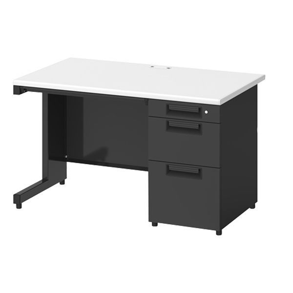 プラス スチールOAデスク フラットライン 片袖机 天板：ホワイト/脚