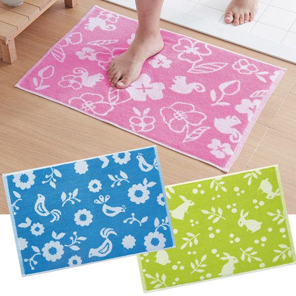 インド綿タオル地バスマット 北欧の森3色組 1セット（3色各1パック×3