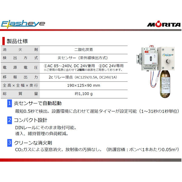 モリタ宮田 分電盤用自動消火装置 フラッシュアイ RSC0601A 1台（直送