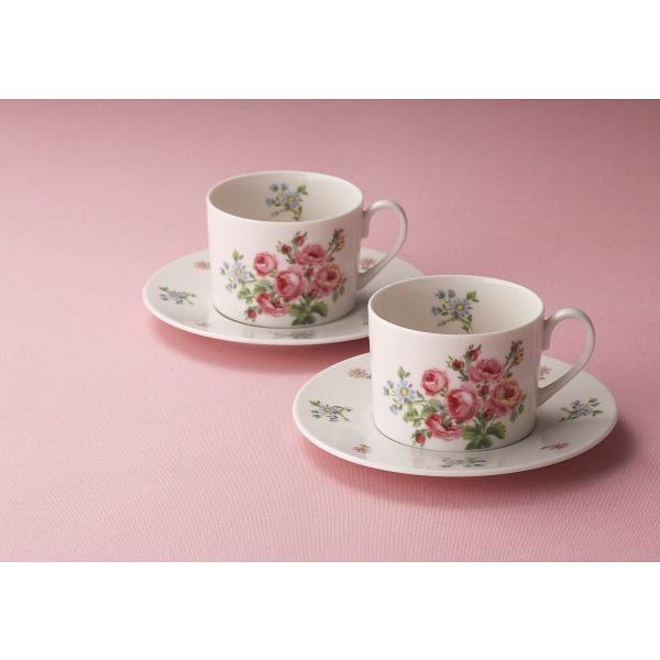 山加商店 ローラアシュレイ バンチェッドロージズ ペア碗皿セット LA40