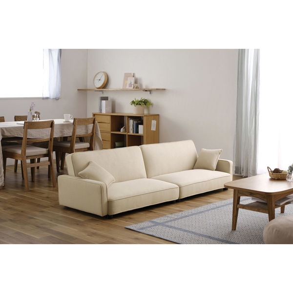 アイリスオーヤマ 3人掛けリクライニングソファベッド アイボリー RSB