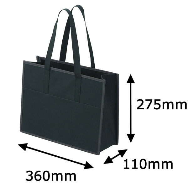 今村紙工 600デニールポリエステルバッグ 黒 A4ヨコ 幅360×高さ275