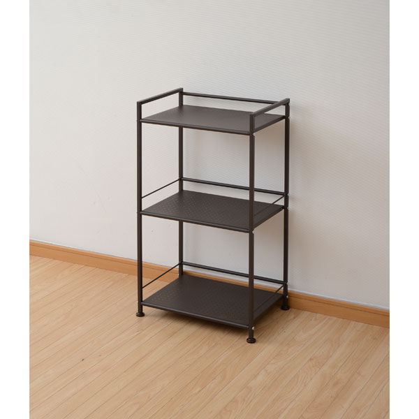 YAMAZEN キャスター付きスチールラック3段 幅425×奥行300×高さ825mm