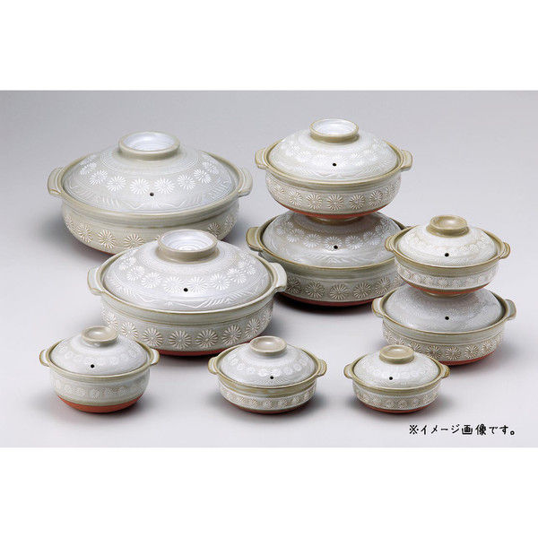 三陶 【萬古焼】銀峯花三島5.5号深鍋 21551 1個（直送品） - アスクル