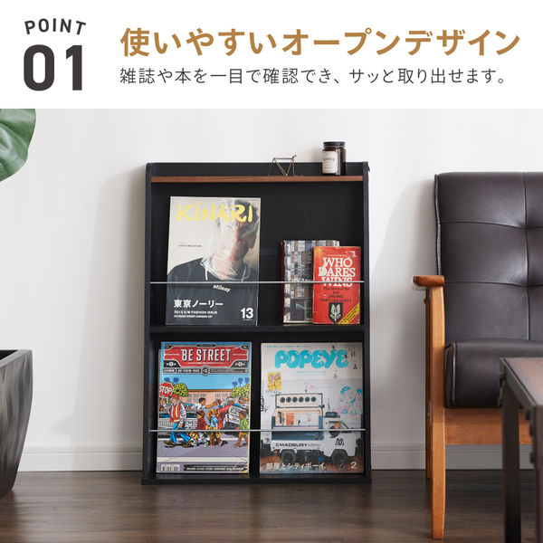 武田コーポレーション ヴィンテージ調マガジンラックスリムBK H3