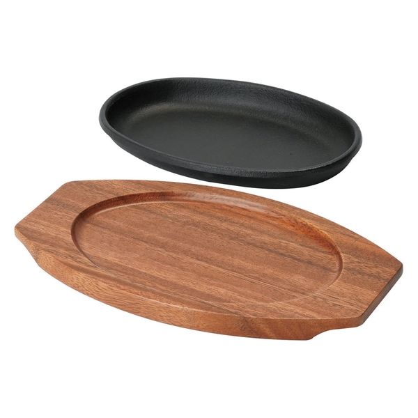 ヤマコー 小判ミニステーキ皿 木台セット 21680 1セット（直送品