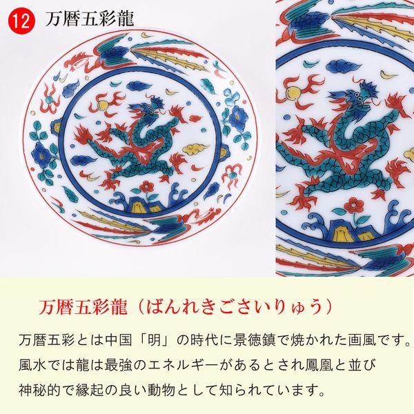 青郊 【九谷焼】縁起豆皿コレクション 吉祥 万暦五彩龍 KSO-314-16p 16
