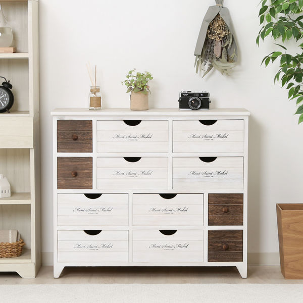 不二貿易 ミッシェル2 アンティークチェスト 4段 L 幅860×奥行325×高さ