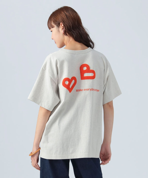 BEAMS HEART（ビームス ハート）B-HEARTロゴ サガラ刺繍 Tシャツ（T