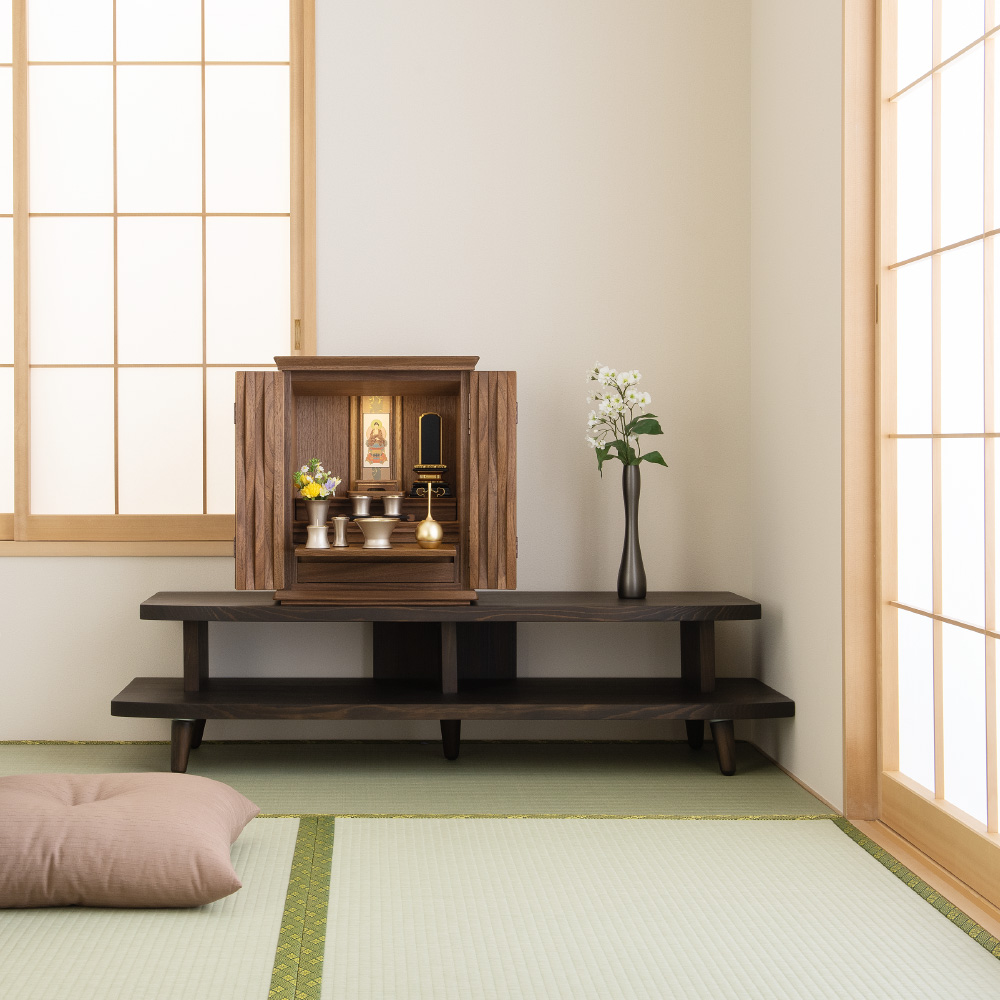 モダン ミニ仏壇 ゆらり ウォールナット 無垢 16号 | 東京 浅草 仏壇