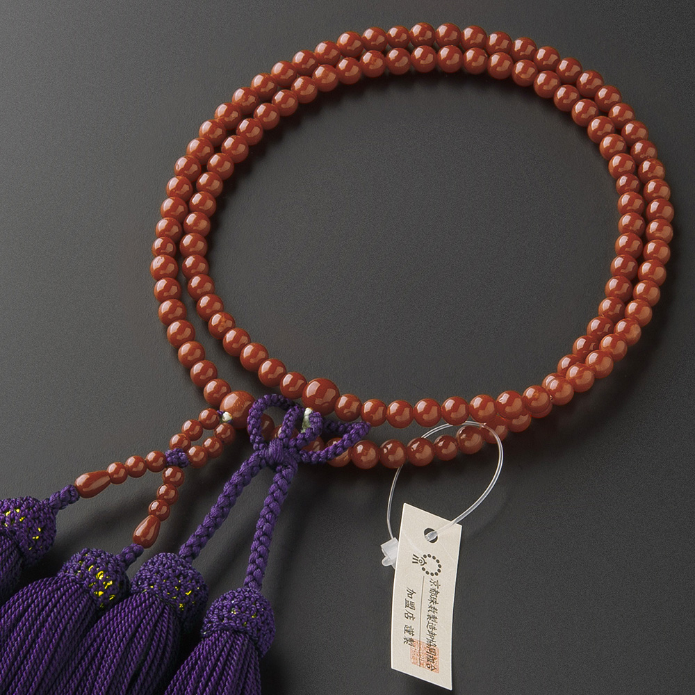 浄土真宗用本式数珠【女性用】 古渡珊瑚 8寸 | 滝田商店