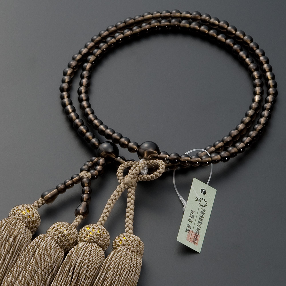 浄土真宗用本式数珠【女性用】 茶水晶 8寸 | 滝田商店