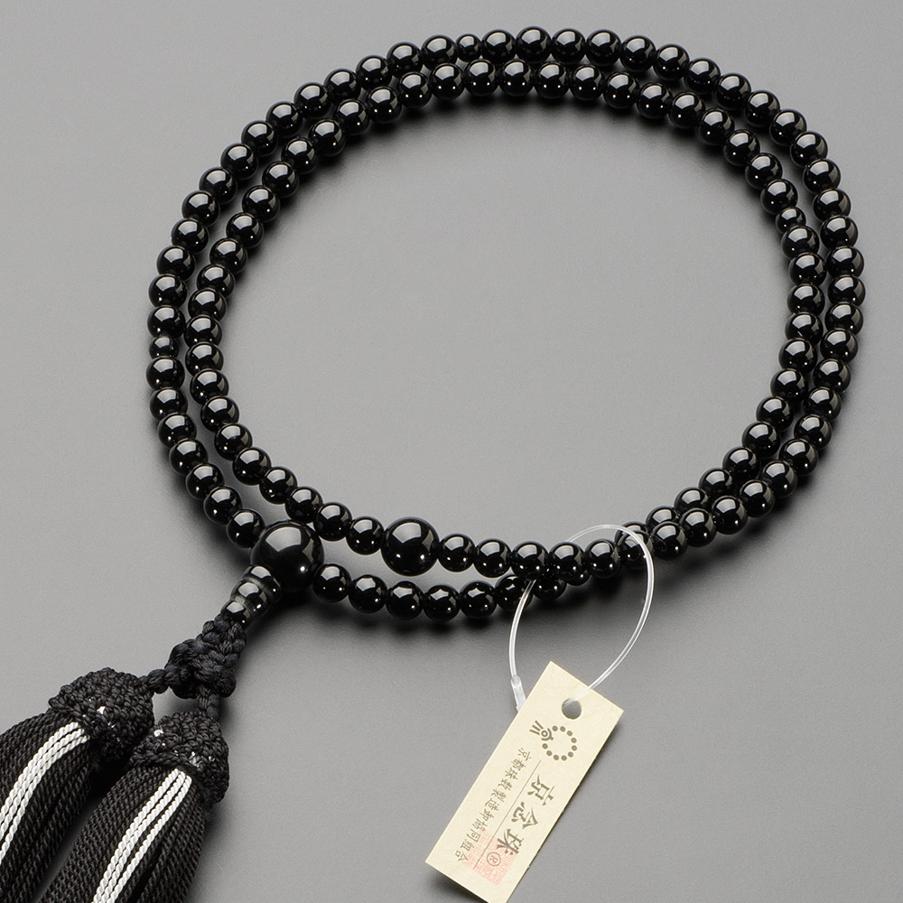 臨済宗用本式数珠【女性用】 黒オニキス 8寸【数珠袋付き】 | 滝田商店