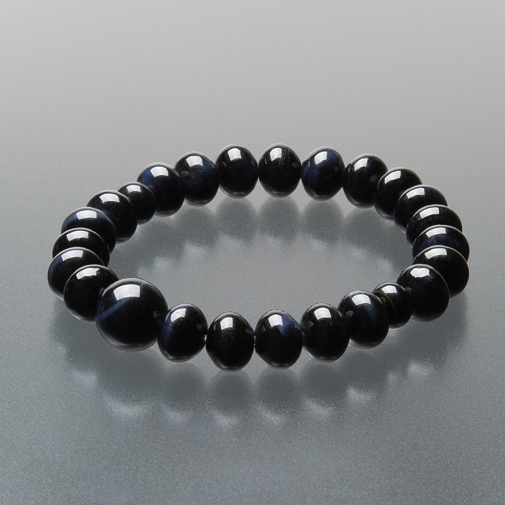 特選腕輪念珠 天然石ブレスレット 青虎目石 みかん玉 10×8mm玉 | 滝田商店