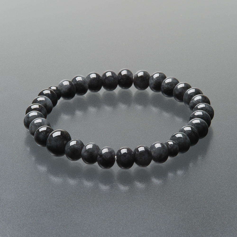 特選腕輪念珠 天然石ブレスレット 黒ビルマ翡翠 みかん玉 8×6mm玉