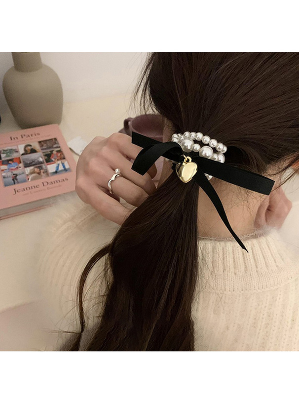 パールハートリボンヘアゴム[sda13] | レディースファッション通販の