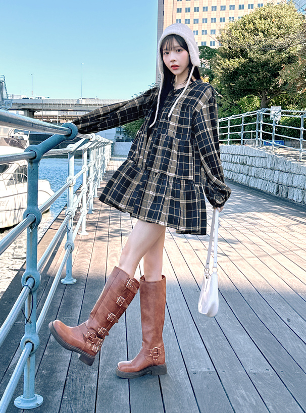 前後2Wayチェック柄ティアードチュニック[pa037] | レディース