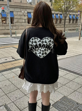 レオパード柄ハートロゴスウェットトップス[tu1461] | レディース