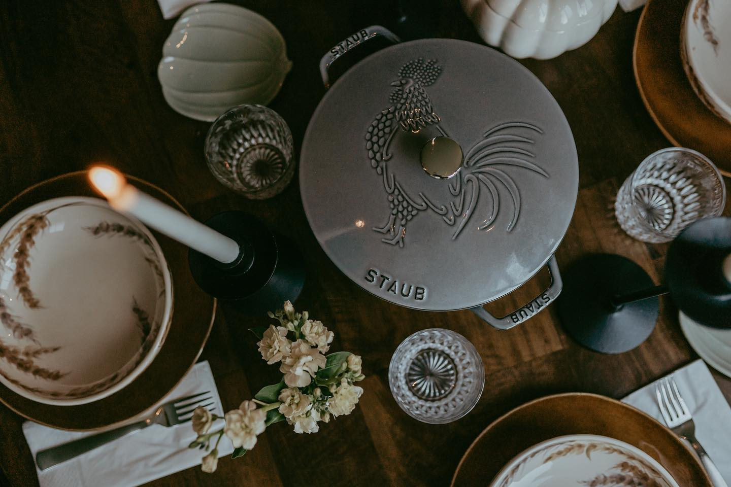 Staub Essential Dark Blue 3.75-Qt. Round French Oven with Rooster