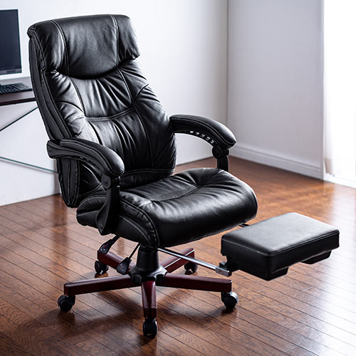 社長椅子（レザーチェア・本革・牛革・リクライニング・オットマン