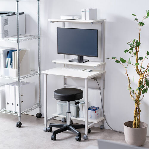 パソコンデスク（パソコンラック・ワークデスク・コンパクト・棚板3枚