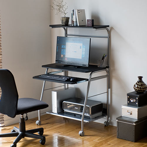 パソコンデスク（コンパクト・幅75cm・省スペース・キャスター付