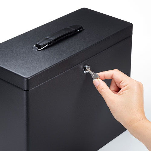 セキュリティボックス（A4ファイル対応・スチール・鍵付き・ブラック